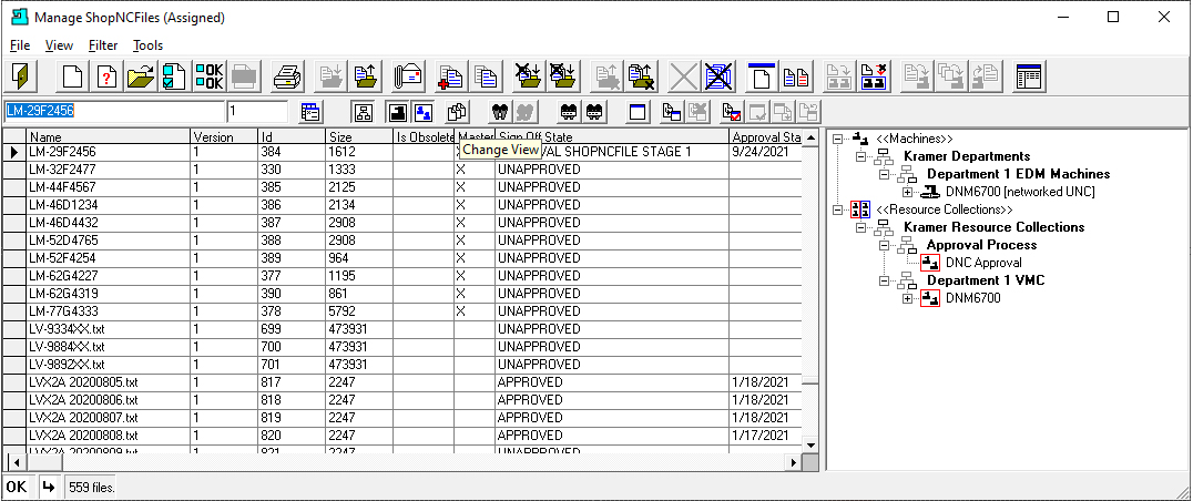 Manage ShopNCFiles (Change View)