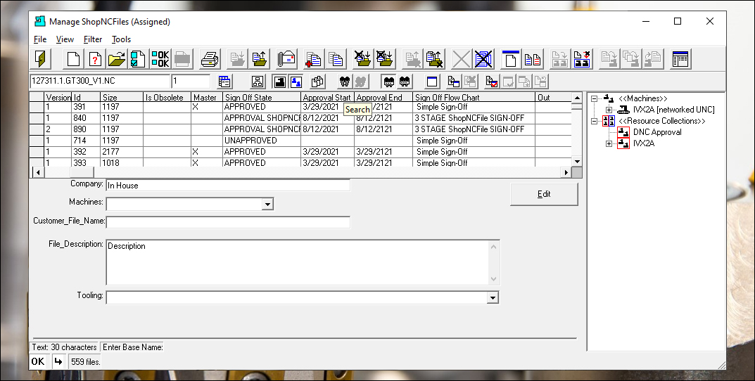 Manage ShopNCFiles 'Search Engine' Icon Highlighted