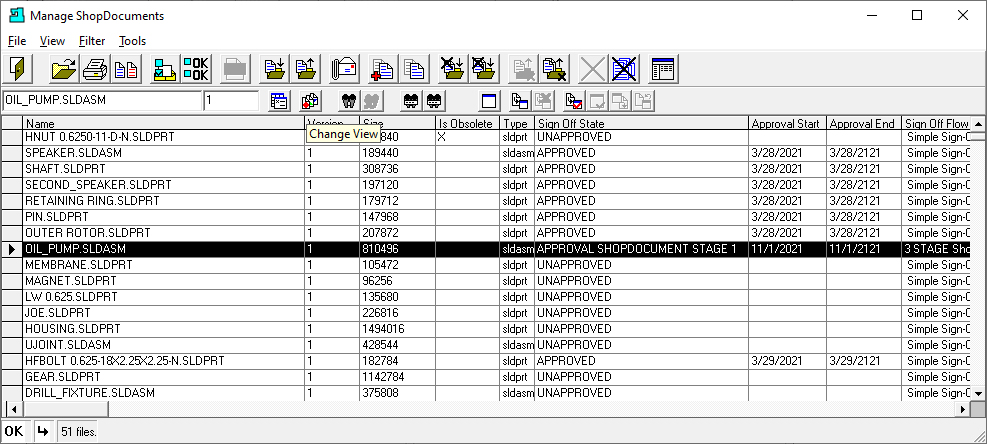 Manage ShopFloorDocuments (Change View)