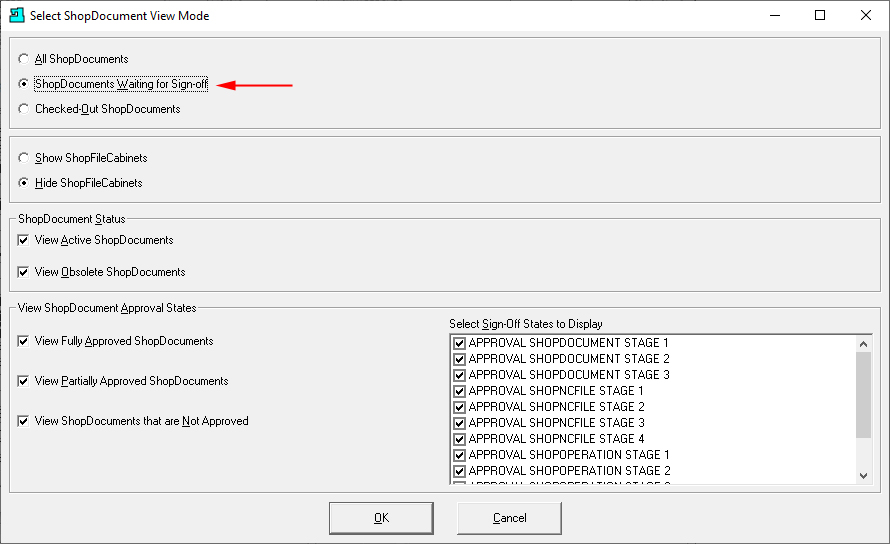 Select ShopFloorManager View Mode