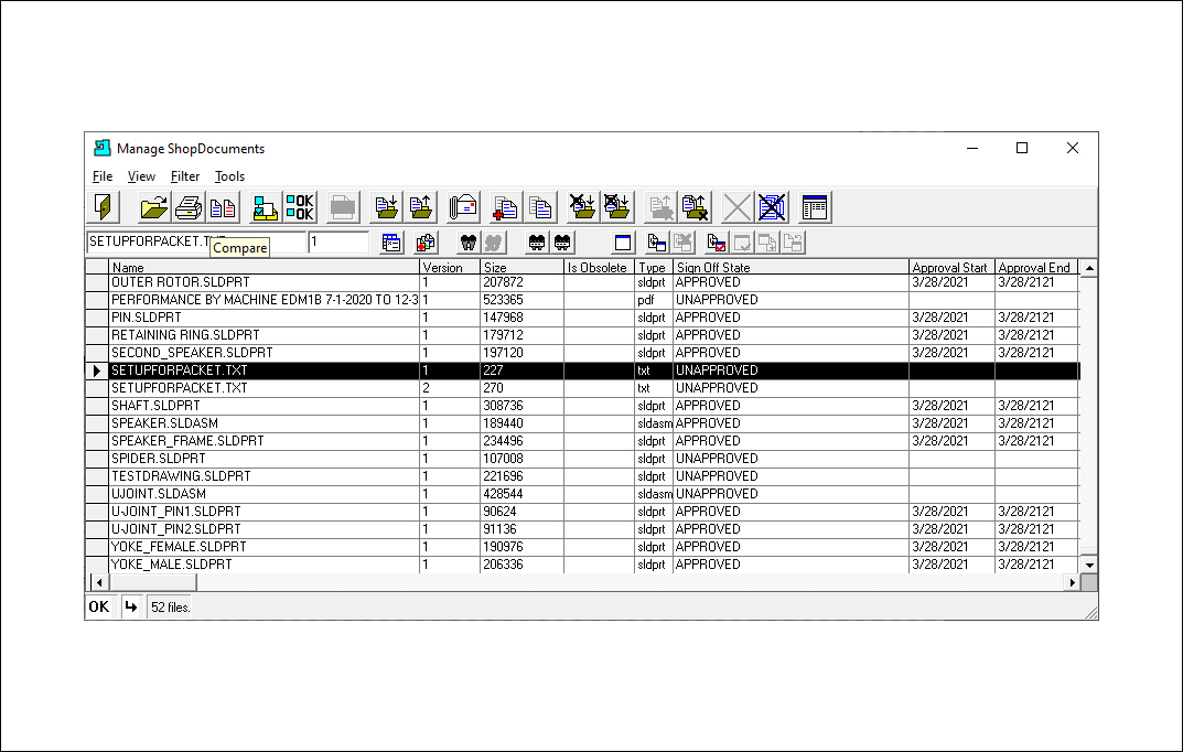 Select 1st Text File for Compare