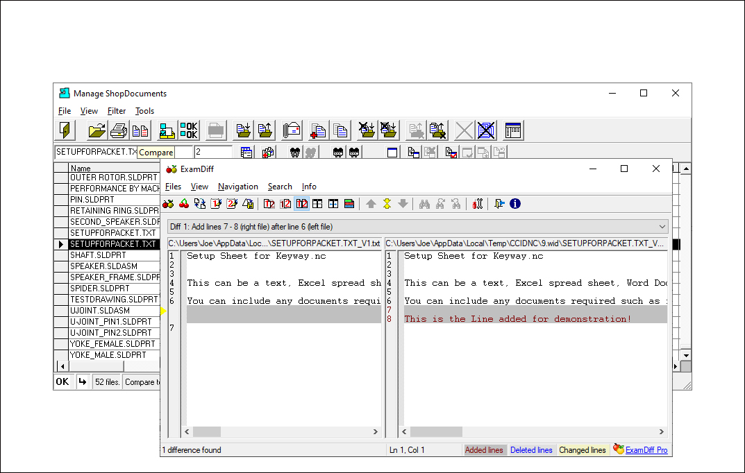 ExamDiff Comparison of Text Files