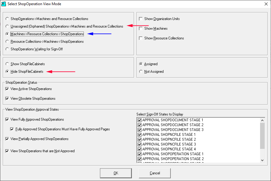 Change View (Machines->Resource Collections->ShopFloorOperations)