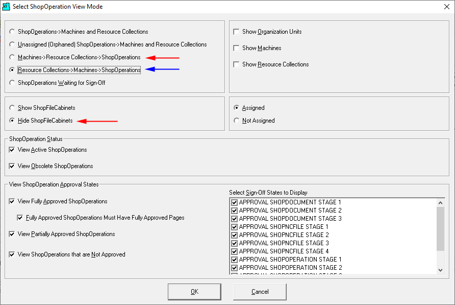 Change View (Machines->Resource Collections->ShopFloorOperations)