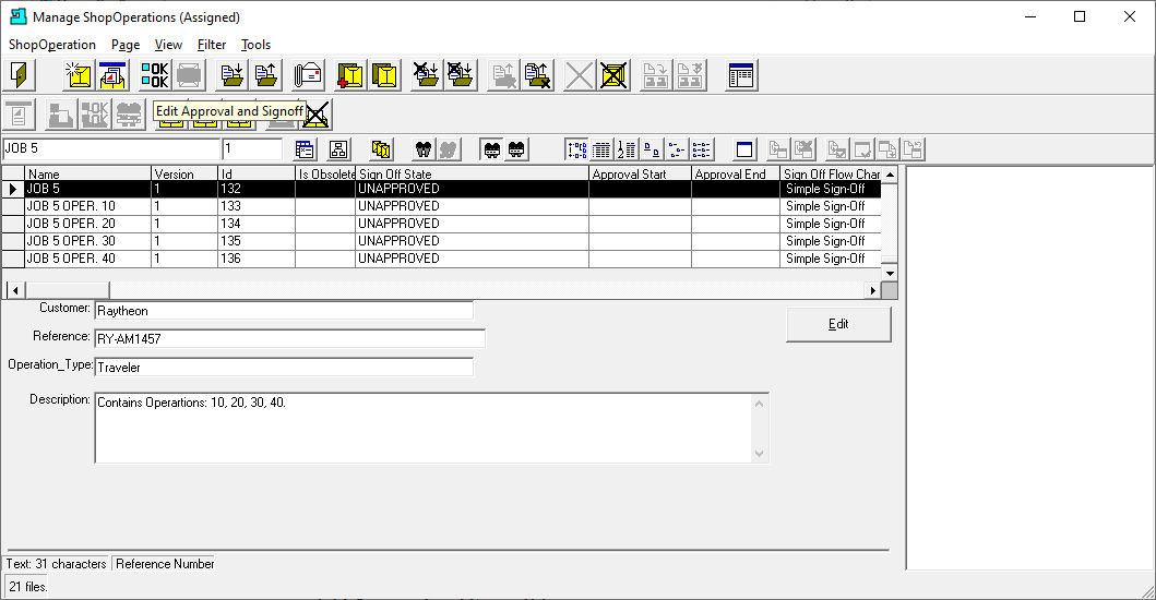 Manage ShopFloorOperations (Edit Approval and Sign-off)