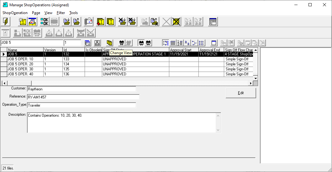 Manage ShopFloorOperations (Change View)